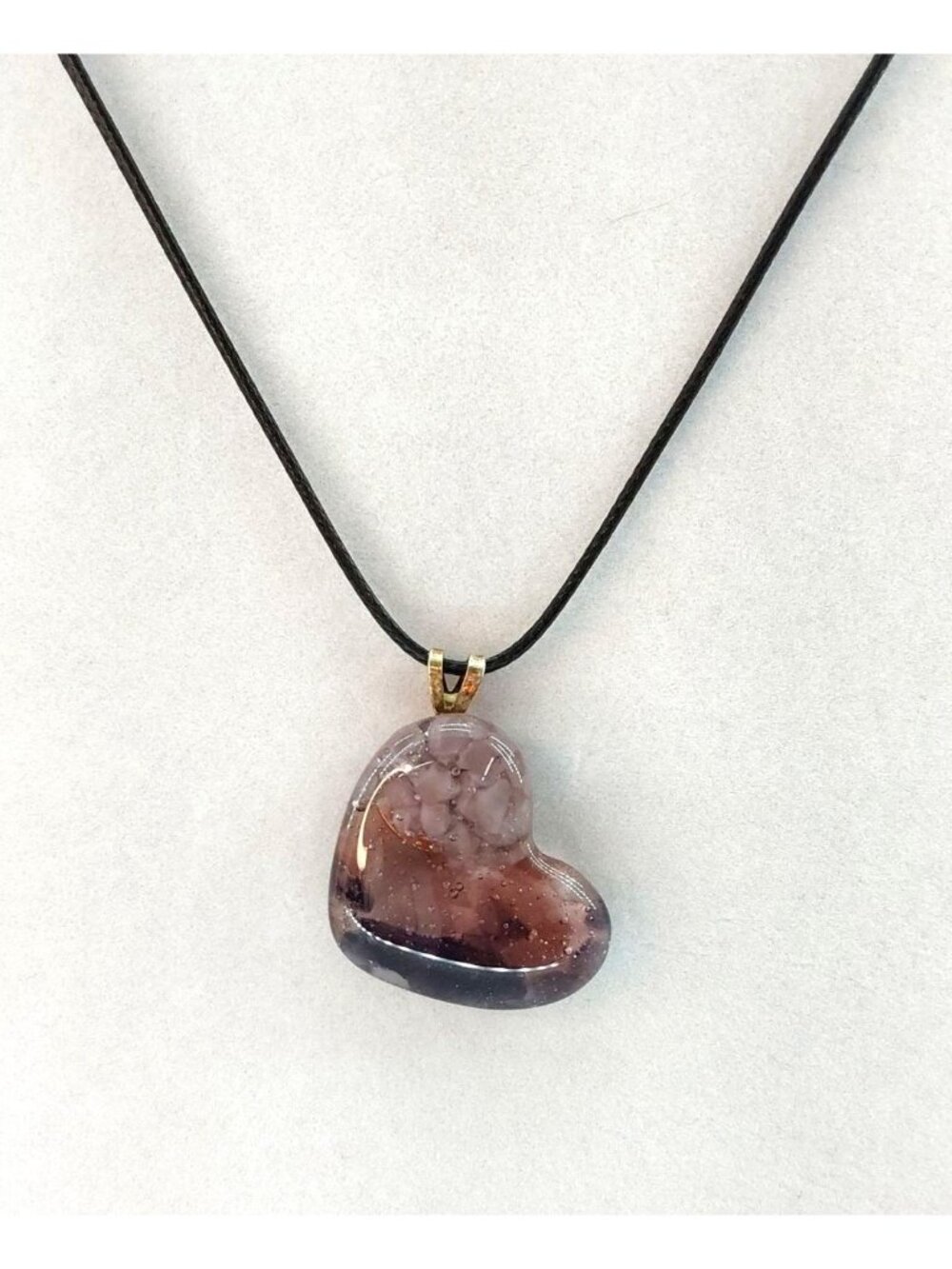 Fused Glass Purple Heart with shades of Purple - Handmade Jewelry Necklace Penda
